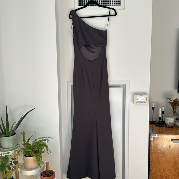 Anthropologie by BHLDN one shoulder charcoal gown, bridesmaid or black tie event - Picture 5 of 9